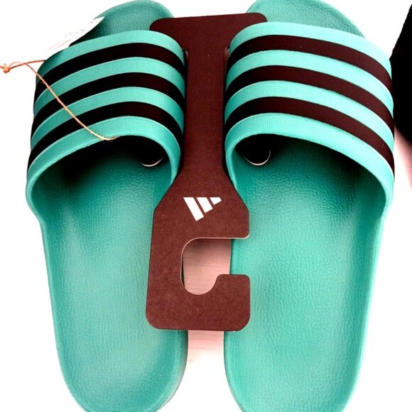 Adidas Adilette Aqua Men's Slide -Sandals Size 12 Teal New Tags + Free Socks - Picture 4 of 9